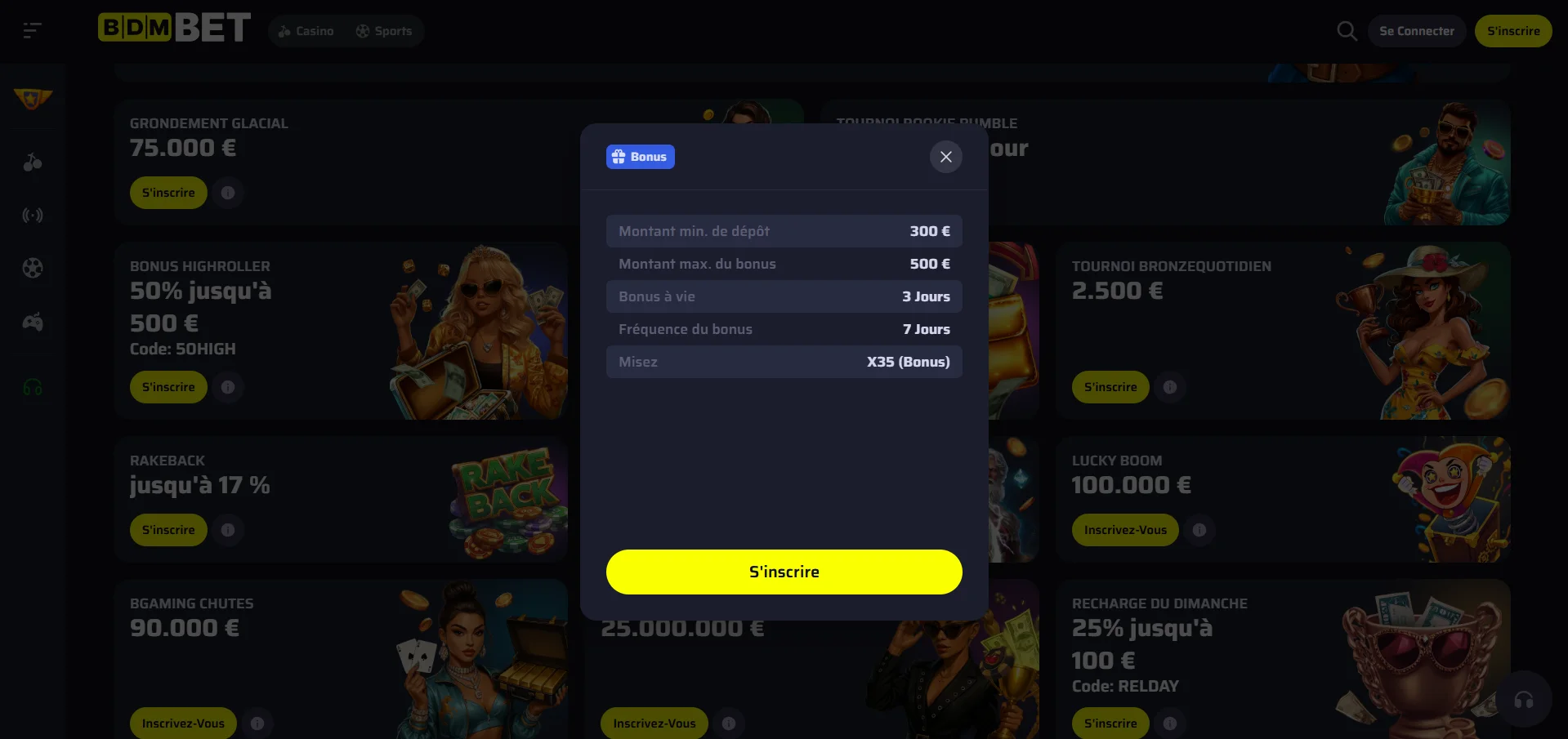 Comment activer un code bonus sur BDMbet Casino
